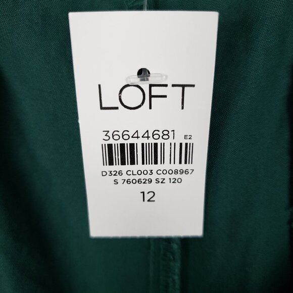 Loft Poplin Wide Leg Pants NWT Emerald Green Chino Womens Size 12 - Picture 8 of 9